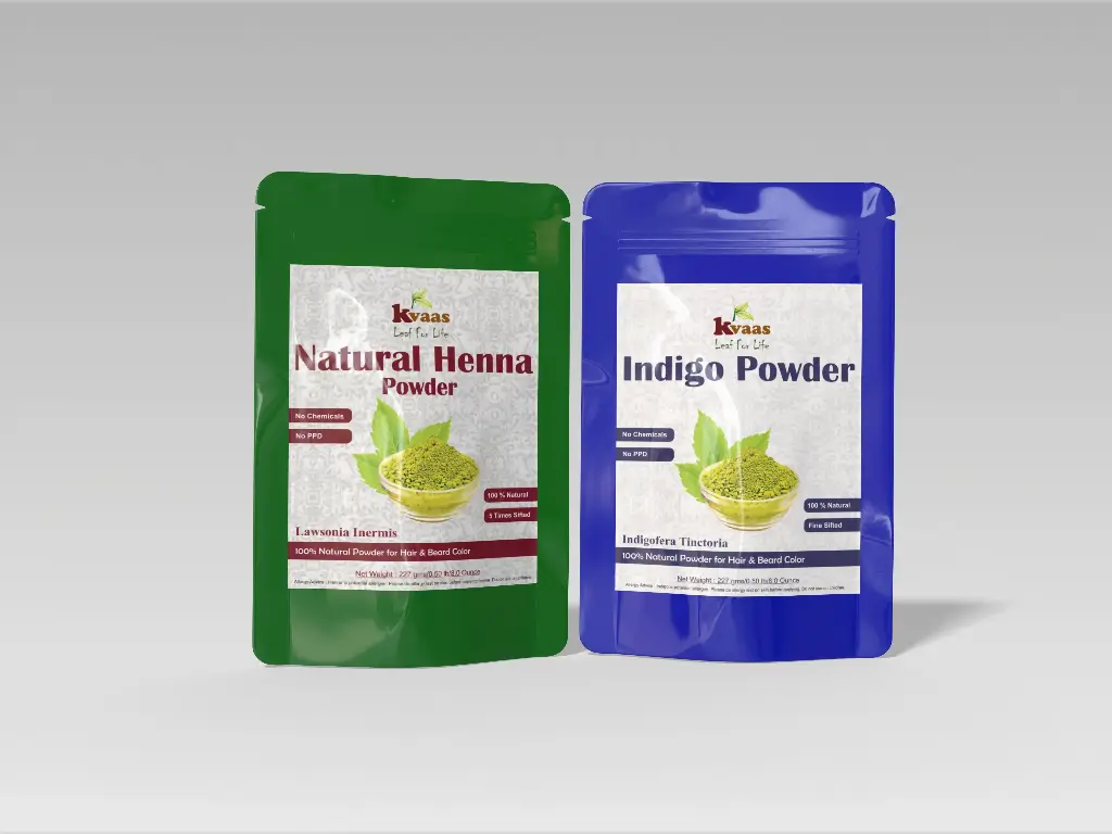 KVAAS Henna & Indigo Combo – Natural Hair Colour Kit