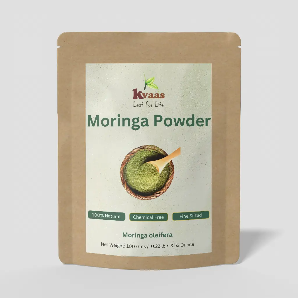 Kvaas 100% Natural Moringa Powder | Sun-Dried & Fine Sifted | Chemical-Free | For Immunity, Skin & Hair – 1 Kg