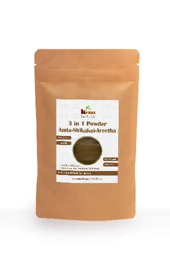 Kvaas 3-in-1 Herbal Hair Wash Powder (Amla + Areetha + Shikakai)