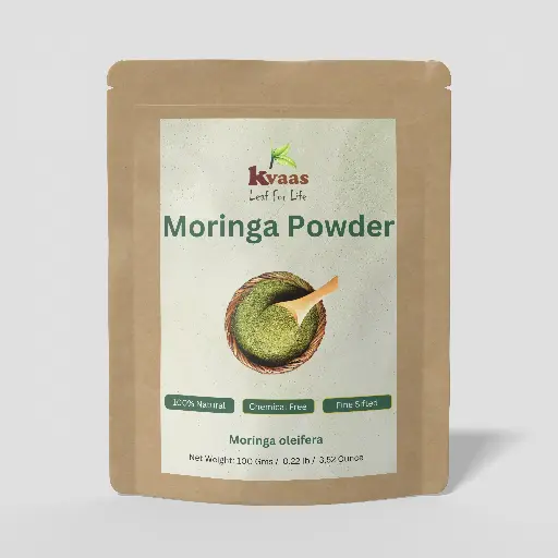 Kvaas 100% Natural Moringa Powder | Sun-Dried & Fine Sifted | Chemical-Free | For Immunity, Skin & Hair – 1 Kg